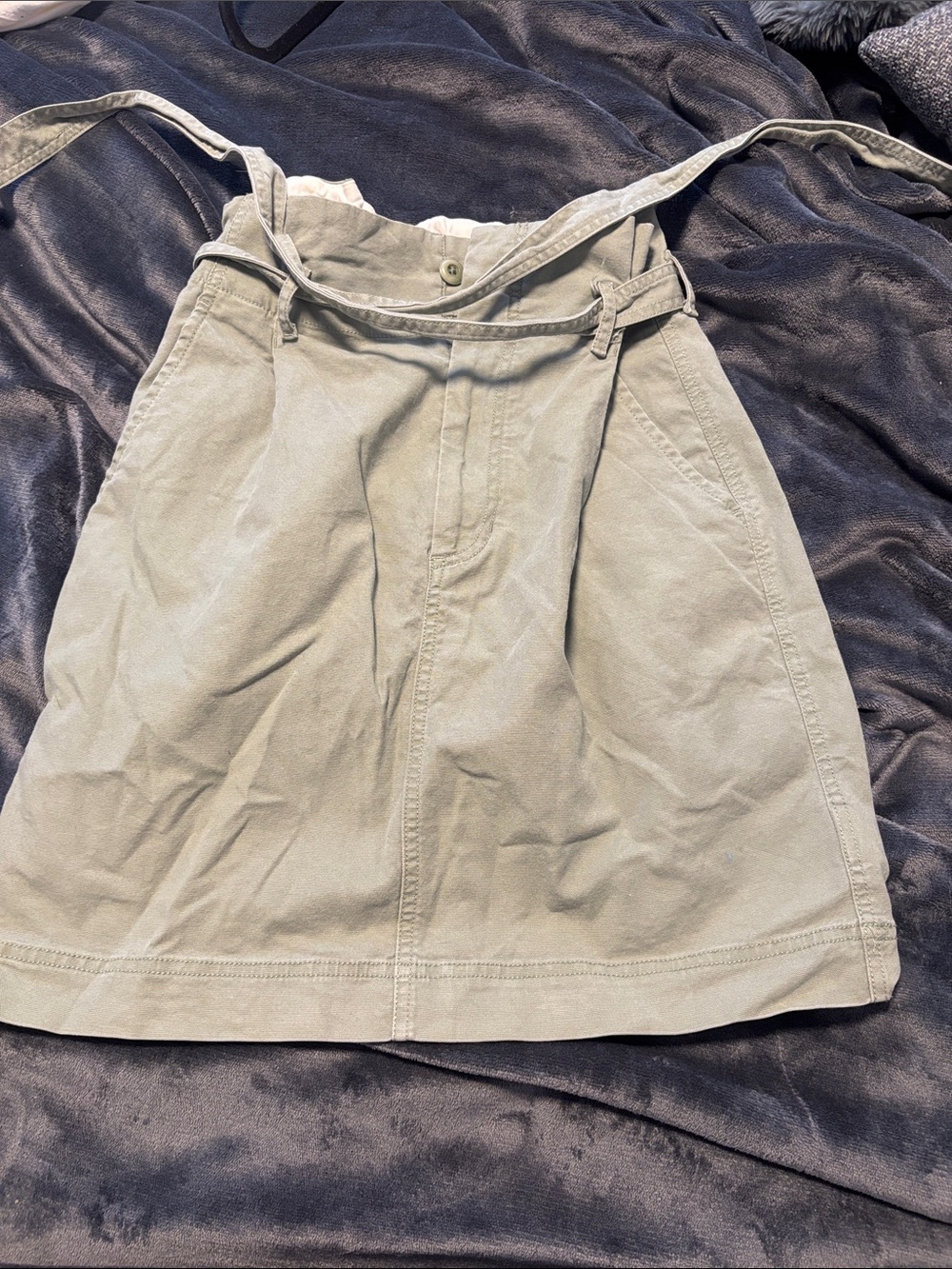 GAP Olive Green A-Line Skirt with Waist Tie